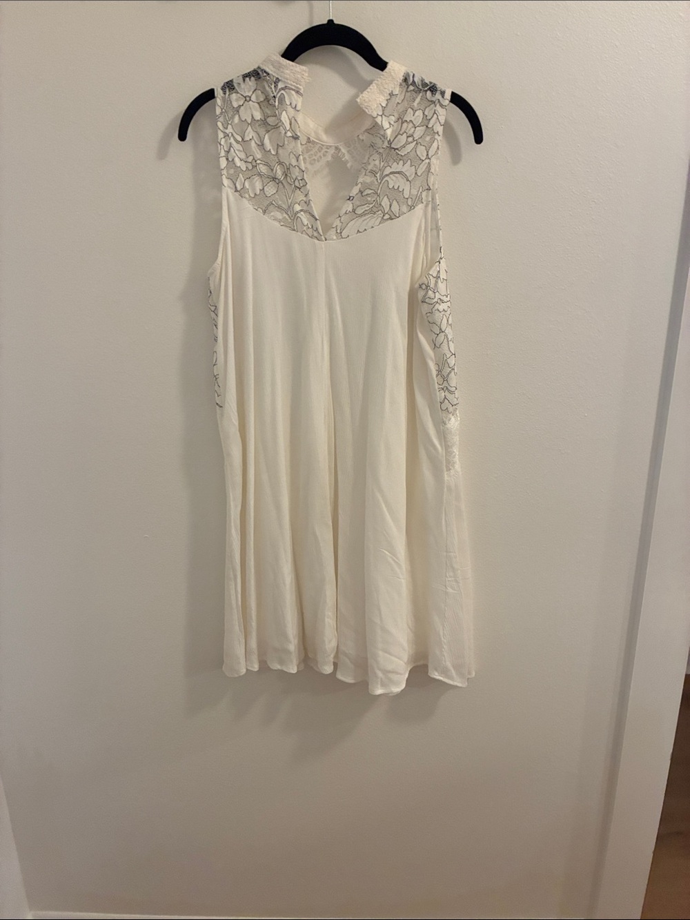 Women's Cream Lace Yoke Mini Dress